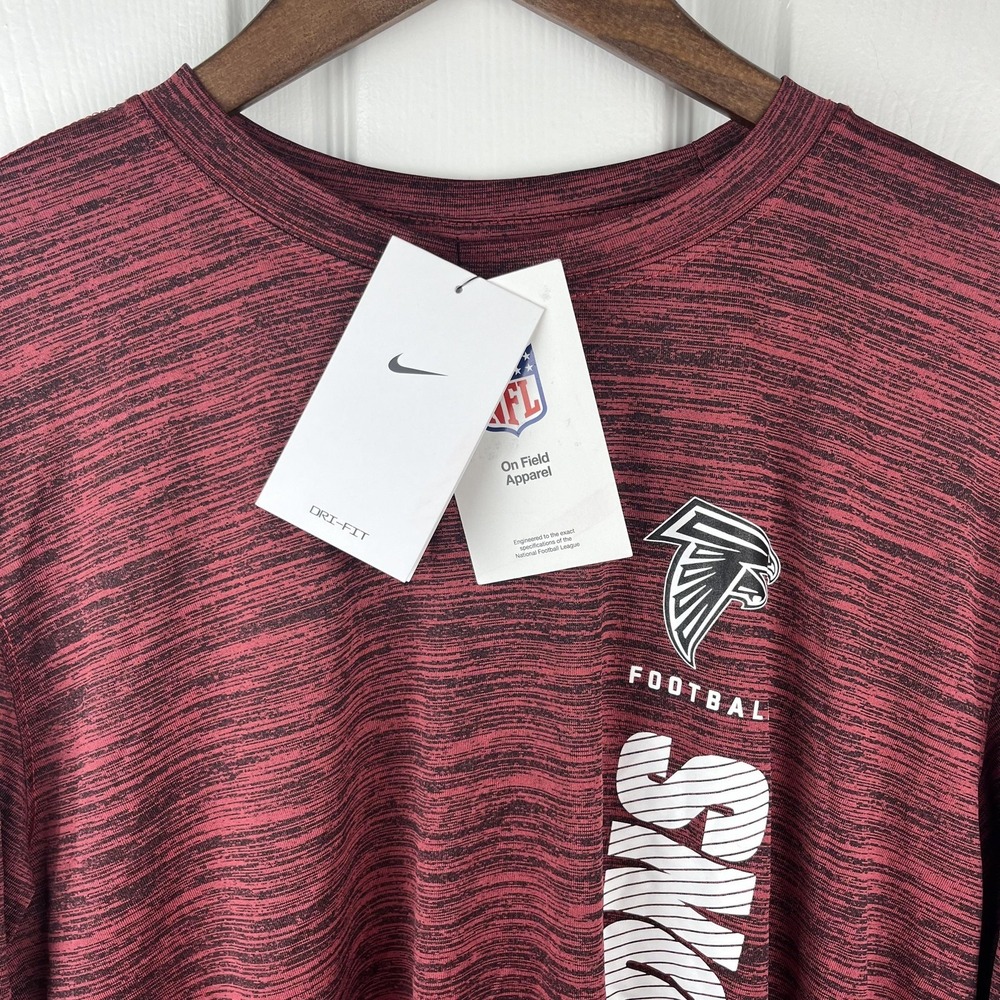Atlanta Falcons Nike Shirt Mens Medium Red NFL‎ Football Dri-FIT Long Sleeve NEW